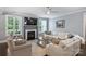 Comfortable living room with dark hardwood floors, a fireplace, and natural light at 2625 Rea Pond Ct, Charlotte, NC 28226