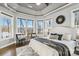 Bright main bedroom with a trey ceiling, lots of windows and comfortable seating area at 2817 Lakefront Dr, Belmont, NC 28012