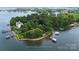 Beautiful aerial view of waterfront property with mature trees at 2818 Cherry Ln, Denver, NC 28037