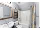 Bright bathroom featuring vanity with sink and bathtub with shower at 540 Garrison Sw Ct, Concord, NC 28025