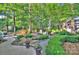A beautiful and peaceful backyard with a fire pit and meticulously maintained landscaping at 6005 Bryant Ln, Waxhaw, NC 28173