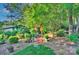 Beautiful landscaped garden with a red arbor creates a peaceful outdoor space at 6005 Bryant Ln, Waxhaw, NC 28173