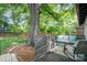 Relaxing back deck featuring comfortable seating, lush greenery, and scenic views of the backyard at 624 Oakland Ave, Charlotte, NC 28204