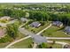 Panoramic aerial view of a lush, green residential neighborhood showcasing well-maintained lawns and mature trees at 907 Lingfield Ln, Waxhaw, NC 28173