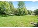 Lush green backyard bordered by mature trees, ideal for recreation or relaxation at 1013 Old Charlotte Rd, Statesville, NC 28677