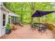 Outdoor deck with seating area and umbrella, perfect for enjoying the backyard at 1023 Evian Ln, Matthews, NC 28105