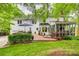 A backyard showcasing the deck, sunroom, lush lawn, and landscaping at 1023 Evian Ln, Matthews, NC 28105