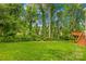 Expansive backyard with lush green lawn and mature trees, offering privacy and a serene outdoor space at 106 Kirsche Ct, Mooresville, NC 28115