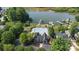 Aerial shot of community pool and clubhouse with boat docks on a waterfront property at 111 Wilton Pl, Mooresville, NC 28117