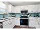Bright kitchen boasts white cabinets, stainless appliances, and eye-catching tiled backsplash at 13612 Bolingbrook Ln, Charlotte, NC 28273