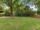 Expansive backyard with mature trees and a well-maintained lawn, ideal for outdoor activities at 1422 Burnley Rd, Charlotte, NC 28210