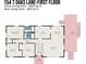 The floorplan of the first floor features a primary bedroom, bathrooms, kitchen, dining and living areas, hall, foyer, and deck at 154 Seven Oaks Ln, Statesville, NC 28677