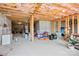 Unfinished basement with open ceiling, concrete foundation, and ample storage space at 16038 Harbor Hill Dr, Charlotte, NC 28273