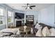 Comfortable living room with fireplace and large TV at 16038 Harbor Hill Dr, Charlotte, NC 28273