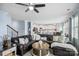 Spacious living room featuring plush seating and an open layout that connects to the kitchen area at 16038 Harbor Hill Dr, Charlotte, NC 28273