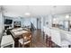 Open living area with dining, kitchen and fireplace at 16038 Harbor Hill Dr, Charlotte, NC 28273