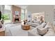 Open-concept living room with brick fireplace, large windows, and comfortable neutral furniture at 2345 Sparrow Dr, Rock Hill, SC 29732