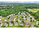 Aerial view of a residential neighborhood with well-kept lawns, mature trees and an athletic field nearby at 3038 Old Ironside Dr, Charlotte, NC 28213