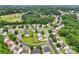 Aerial view of suburban community with single-Gathering homes and green spaces at 3038 Old Ironside Dr, Charlotte, NC 28213