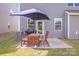 Inviting patio with outdoor seating, a grill, and an umbrella, creating a comfortable space for outdoor dining and entertaining at 356 Runner Stone Ln, Fort Mill, SC 29715
