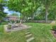 Lush backyard featuring a wood deck with outdoor seating, a pergola and a well-manicured lawn at 4921 Doris Ave, Charlotte, NC 28205