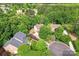 Aerial view of a home surrounded by lush trees in a well-maintained neighborhood with mature landscaping at 5022 Saybrook Dr, Harrisburg, NC 28075