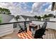 Relaxing deck featuring a cozy fire pit, stylish chairs, and a patterned outdoor rug at 514 Lockwood Creek Dr # 30, Charlotte, NC 28208