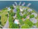 Aerial shot of a lake community featuring a marina, tennis courts, pool, and residential buildings at 803 Lake Club Dr, Rock Hill, SC 29732