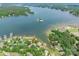 Aerial view of waterfront property at 803 Lake Club Drive, showcasing lake access and surrounding greenery at 803 Lake Club Dr, Rock Hill, SC 29732