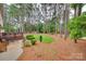 Expansive backyard with a patio, deck, mature trees, and well-manicured landscaping at 8525 Castlekeep Rd # 26, Charlotte, NC 28226