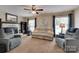 Cozy living room features a fireplace, plush seating, and ample natural light at 8525 Castlekeep Rd # 26, Charlotte, NC 28226
