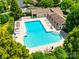 Aerial view of community pool with ample seating and well-maintained surrounding landscaping at 975 Copperstone Ln, Fort Mill, SC 29708