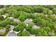 Beautiful aerial view of the property, featuring lush landscaping, a sparkling pool, and a serene neighborhood setting at 1245 Bellemeade Ln, Charlotte, NC 28270