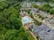 Overhead view of the community pool, clubhouse and playground at 2305 Blueberry St, Belmont, NC 28012