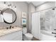 Well-lit bathroom with a vanity, toilet, and shower/tub combination at 249 Landing Trl, Mount Gilead, NC 27306