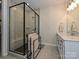 Modern bathroom showcasing a glass-enclosed shower, stylish vanity, and contemporary fixtures at 306 Cloudcroft Aly, Charlotte, NC 28217