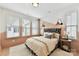 Cozy bedroom with unique color-blocked walls and modern furnishings at 316 S Turner Ave # 11, Charlotte, NC 28208