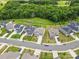 An aerial view shows the beautiful homes lining the street with forest views in the background at 423 Shallowford Dr, Rock Hill, SC 29732