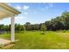 Expansive backyard with lush green lawn and mature trees provides a private and serene outdoor space at 423 Shallowford Dr, Rock Hill, SC 29732