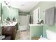 Well-lit bathroom featuring a shower and tub combination and neutral countertops at 518 Dutch White Dr, Clover, SC 29710