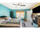 Spacious main bedroom with neutral walls, ceiling fan, ensuite bathroom, and a bright window view at 518 Dutch White Dr, Clover, SC 29710