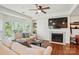 Relaxing living area boasting a fireplace, tv, and hardwood flooring, offering a cozy atmosphere at 529 N Graham St # 3F, Charlotte, NC 28202