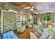 Spacious sunroom with brick accent wall, comfortable seating, skylight, and great natural light at 5617 Sugarcane Ct, Mint Hill, NC 28227