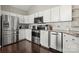 Modern kitchen with stainless steel appliances, white cabinets, and granite countertops at 5818 Downfield Wood Dr, Charlotte, NC 28269
