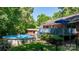 Fenced backyard featuring an above-ground pool and deck area at 701 5Th Ne Ave, Conover, NC 28613