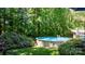 Backyard featuring an above-ground pool with surrounding greenery and partial fencing at 701 5Th Ne Ave, Conover, NC 28613