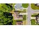 Aerial view of a well-kept property features manicured lawn, a long driveway, and mature trees at 1607 Essex Hall Dr, Rock Hill, SC 29730