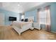 Charming primary bedroom with wooden floors, blue walls, and large windows for ample light at 31226 Cove View Ct, Lancaster, SC 29720