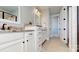 Bathroom with double vanity, stone countertops, white cabinets, and neutral paint at 371 Luray Way, Rock Hill, SC 29730
