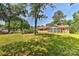 Expansive backyard featuring lush green lawn and mature trees offering plenty of shade at 385 Gum Branch Rd, Charlotte, NC 28214